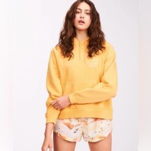 Billabong Morning Surf Distressed Yellow Marigold Hoodie Size Medium (note)